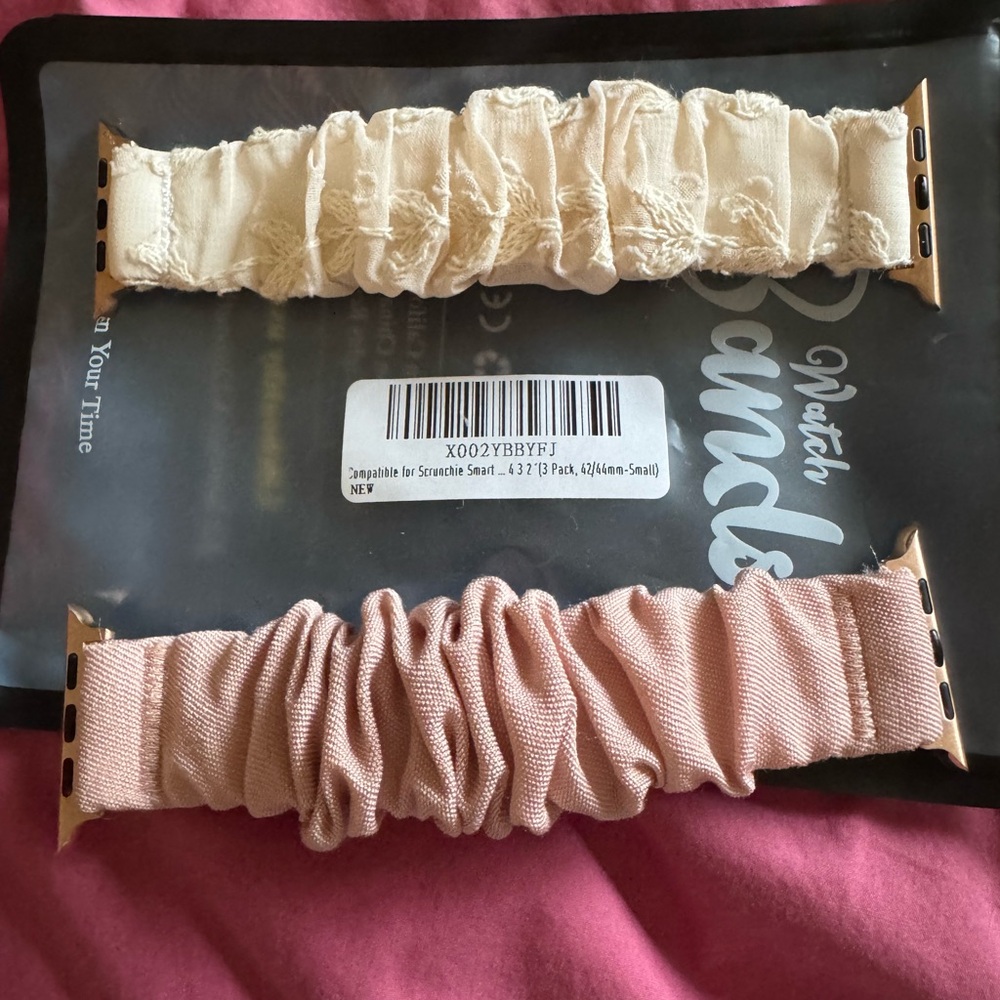 Beige and Pink Scrunchie Watch Bands
